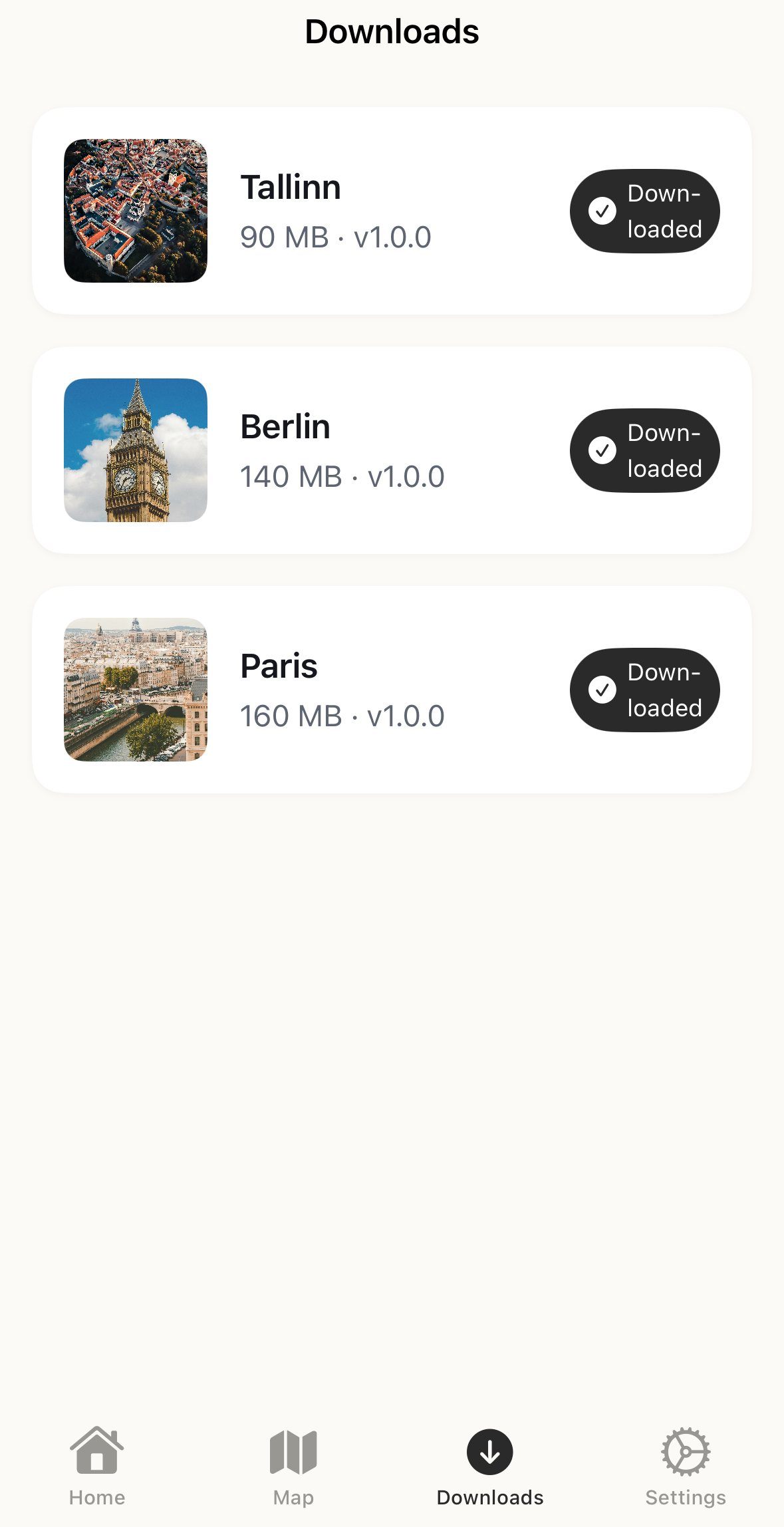 TourTour offline city packs